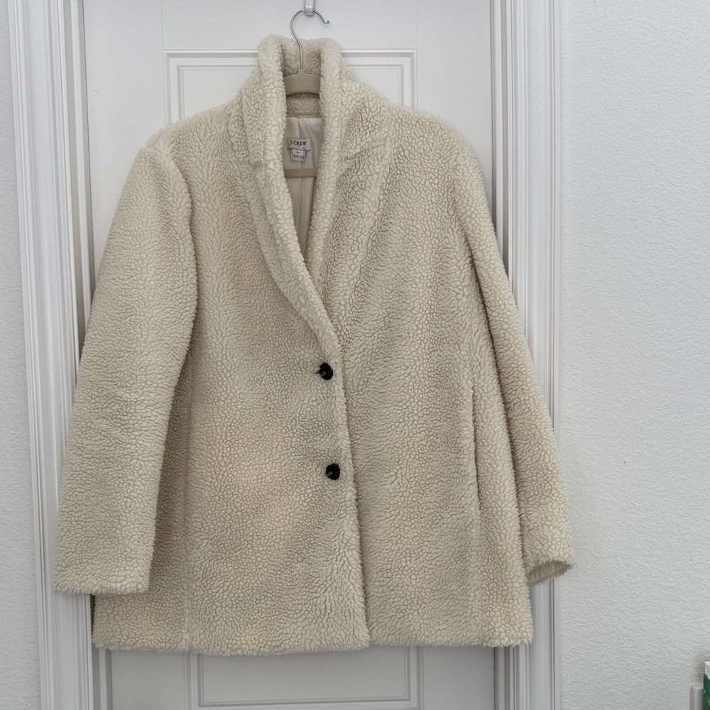 J. Crew Cream Sherling Coat/Jacket size XL EUC